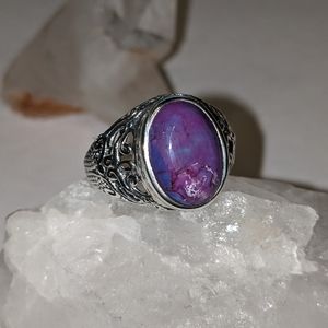 Purple Copper Turquoise, 925 Silver Ring, size 7.5